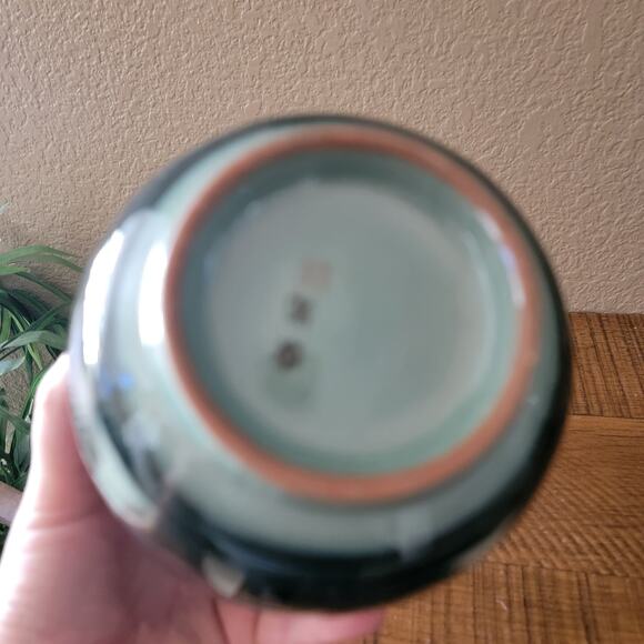 Vintage Hand Painted Ceramic Vase with Floral Motif and Glossy Glaze 6.75 Inch - Picture 6 of 10